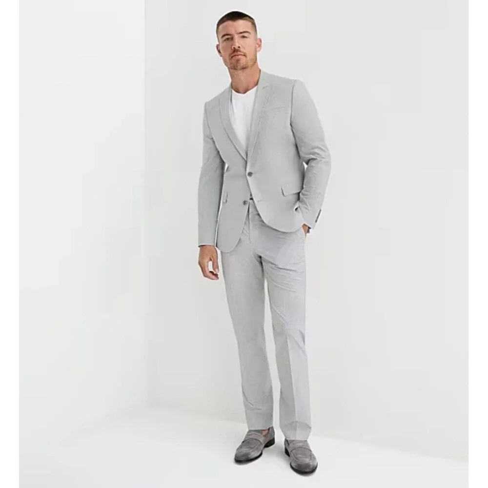 J Ferrar Suit Jacket Mens 46 Reg Slim Fit Grey Ultra Comfort Stretch $190 NWT